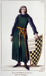 Retrato de Pierre de Dreux, dit Mauclerc, Duque em 1213. Gravura de 1830.