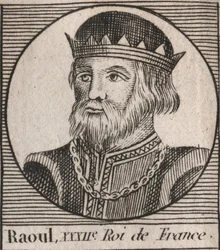 Retrato de Raoul da França (ou Rodolphe, c. 890-936) Rei do Franco - Rudolph (Raoul, Rodolphe) de Borgonha, Rei da França (923-936) - gravura de "Instruction sur l