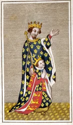 Retrato de Richard III (1452 - 1485) criança e de seu pai Richard de York. Gravura do final do século XVIII. Biblioteca di Brera, Milão.