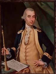 Retrato de Sante Aguilar (c. 1734-1808) pintura italiana oboísta anónima. Século XVIII Bologna Civico museo Bibliografico