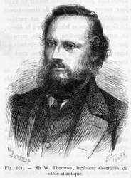 Retrato de Sir William Thomson, Lord Kelvin (1824-1907) - em "As maravilhas da ciência" de Louis Figuier