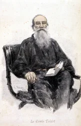 Retrato de Tolstoi, gravura de 1888.