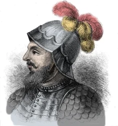 Retrato de Vasco Nunez de Balboa, conquistador espanhol (1475-1517) - Gravura do século XIX