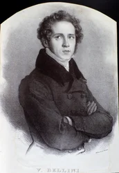 Retrato do compositor italiano Vincenzo Bellini (Gravura. século XIX)