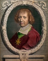 Retrato do homem da igreja François de Harlay, abadia de Jumieges (1625-1695)" Gravura do século XVII Paris, Musee Carnavalet
