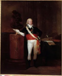 Retrato do cidadão Emmery, prefeito de Dunquerque distinguido por Napoleão Bonaparte apoia o busto da pintura de Jean Bart Anônimo. Século XVIII. Paris, Museu da Legião d