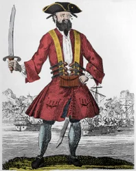 Retrato do pirata Edward Teach dit Barbenoire (Barba Negra ou Barba Negra)