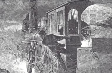 Condutores ferroviários, finais do século XIX (gravura em madeira)