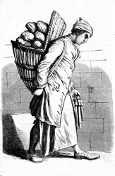 Representação de um padeiro. Gravura do século XVIII.