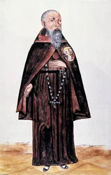 Representação de um monge da ordem franciscana, de "Trujillo del Peru" ou "Códice Martínez Compañón", de Baltazar Martinez Compañón y Bujanda, bispo de Trujillo (1782-1785)