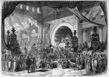 Representação de uma ópera: acto III, segunda pintura de "Fausto" de Charles Gounod (1818-1893) - Gravura em "Le Journal Illustré
