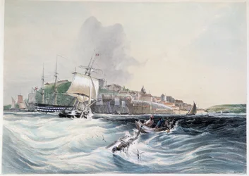 Rough Sea and View of Quebec - em "Smith