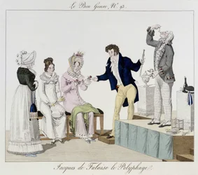 Saltimbanque: Jacques de Falaise o polifago (ele engole qualquer coisa, animais vivos...) - em "Le bon genre", deb. Século XIX
