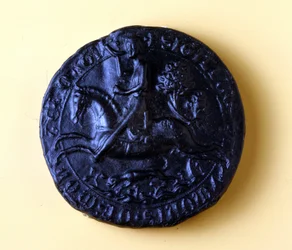 Selo de Simão de Montfort IV (1150 - 1218), participou da 5ª Cruzada em 1202 e da Cruzada contra os Albigeers em 1209.