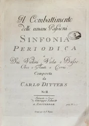 Página de música da Sinfonia Periódica (O Combate às Paixões Humanas) de Karl Ditters von Dittersdorf