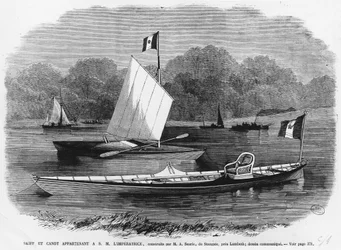 Skiff e canoa ao lado da imperatriz, construída por M.A. Searle de Stangate, perto de Lambeth - gravura