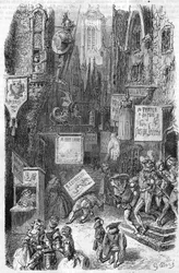 Cena de rua na Idade Média. Gravura do século XIX.