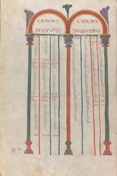 Tabelas Canónicas dos Quatro Evangelhos, Cânone II, século XI (manuscrito iluminado, membranoso)