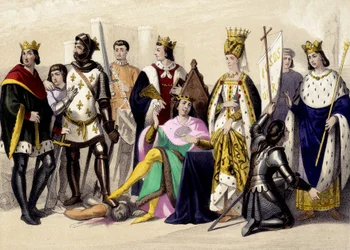 Os Capetians of the Valois de 1328 a 1422. Filipe VI, João II, Carlos VI, Isabeau (Isabel, Isabel) da Baviera, Joana d
