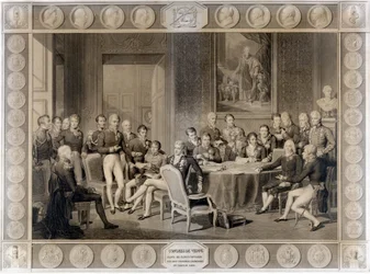 O Congresso de Viena. O Congresso de Viena, em 1815. Alexandre I, Czar; H. R. Stewart, Castlereagh; François I, Imperador da Áustria; Frederic William III, Rei da Prússia; Karl August, Príncipe de Hardenbergh; Wilhelm von Humboldt (Guilherme de Humboldt