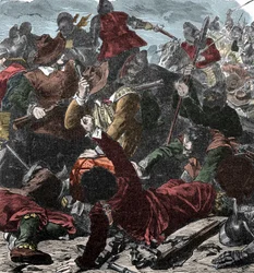 The French Seize Milan - A sede de Milão 1499 - Gravura a cores