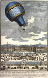 O globo aerostático construído em Versalhes, em 1783.