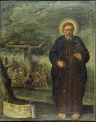 O abençoado Gerard Mecatti. O abençoado Gerard Mecatti. Retrato do irmão Gerardo D. Gerardo Tenque fundador do confrade hospitalar de Jerusalém (os hospitais de São João), que se tornou a Ordem de Malta. Pintura anônima da escola napolitana.