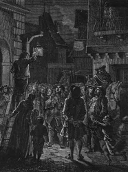 Os burgueses de Paris contemplam os primeiros candeeiros à luz das velas. In" Album de la Science", Éditions Jouvet