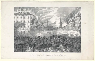 O combate no Jaegerzeile para Viena