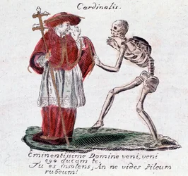 A dança da morte, o cardeal e um esqueleto (Imprimir)