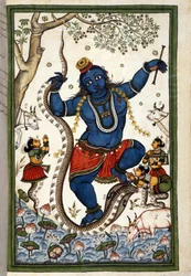 A divindade da Tríade Brahmânica Vishnu Page do manuscrito (ms. 8300) "História de Mogol" (Moghul ou Moghol) de Stefano Nivibus Cardeira. Século XVIII. Bibloteca marciana, Veneza.