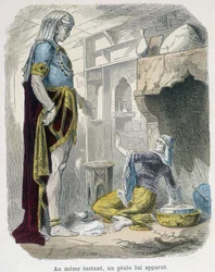 O gênio fora da lâmpada - em "The thousand and one nights" de Bondet, ed. Guerin