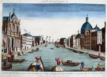O grande canal de Veneza. À direita: o Convento de Santa Claire e a Igreja de Carmes Deschaussés. À esquerda: a Igreja de São Simão e São Judas.