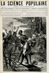 Os mártires da Ciência Geográfica: morte do Capitão Cook. Capa "La Science populaire" de 27 de Maio de 1880