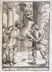 O milagre de São Eloi (cura de um cavalo amputado) - gravura