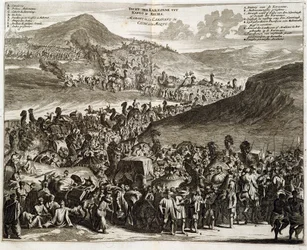 A caravana de peregrinações do Cairo a Meca - gravura de Dapper