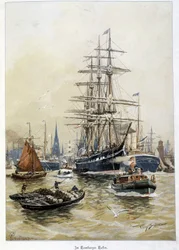 O porto de Hamburgo, no século XIX