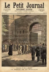 A libertação da prisão parisiense do foguete em 27 de julho de 1891, os criminosos Dore e Berland são condenados à morte. Gravação de" Henri Meyer no "Le petit journal" 8/08/1891. A coleção de Selva.