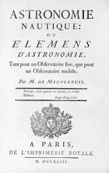 Página de título de Astronomia Náutica: ou Elemens (Elementos) de Astronomia de M. de Maupertuis (Pierre-Louis Moreau de) (1698 - 1759). 1743.