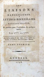Página de título do livro "Les Liaisons dangereuses" de Choderlos de Laclos, Londres