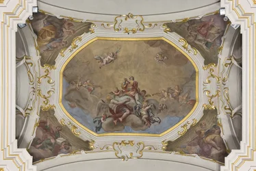 Trindade e Santo Estêvão em Glória com os quatro Evangelistas