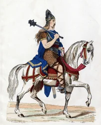 Um chefe dos Francos - em «Os trajes civis e militares dos Franceses através dos séculos», Paris, F. Roy, 1882.