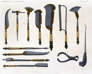 Tabuleiro Venerie: Kit de folheados do século XVI. Em "A Idade Média e a Renascença" de Lacroix.