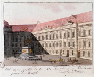 Vista da Praça Joseph em Viena, Áustria. Gravura a partir de 1815 Colecção privada