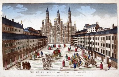 Vista da Praça Duomo em Milão. Início do século XVIII.