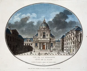 Vista da Sorbonne, na lateral da praça - gravura