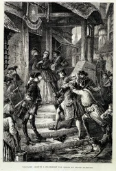 Voltaire preso em Frankfurt por ordem do grande Frederick II - no "Histoire de France desde os tempos mais remotos até 1789" por M. Guizot