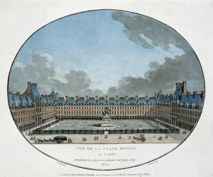 Vista da Place Royale em Paris (Place des Vosges). sd. gravura do século XVIII.
