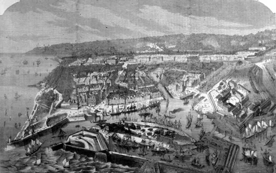 Vue du port du Havre.1868 Gravura do século XIX.