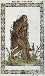 Mulher selvagem e seu filho - em "Habits et effigies" de Jean Sluperius
